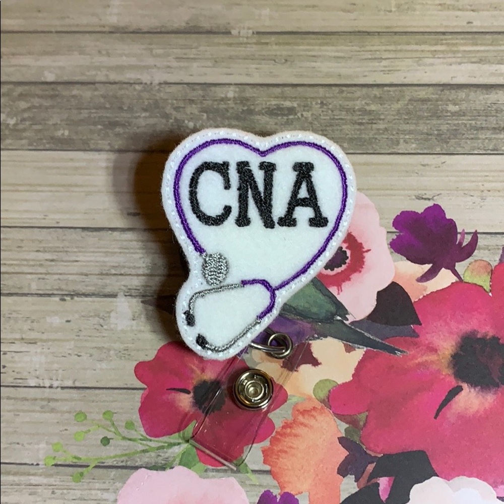 Felt Badge Reel White CNA Heart